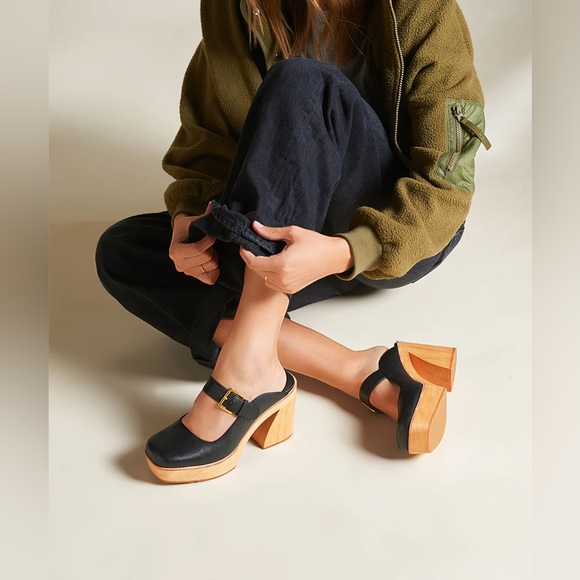 Charlotte Stone Shoes - Charlotte Stone Charis Wood Heel Platform Mule Black - discontinued - 8 EUC